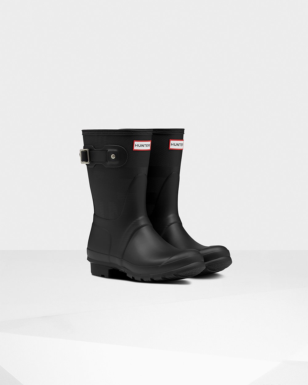 Women Hunter Original Exploded Logo Texture | Short Rain Boots Black | NZ-86513-VDCR